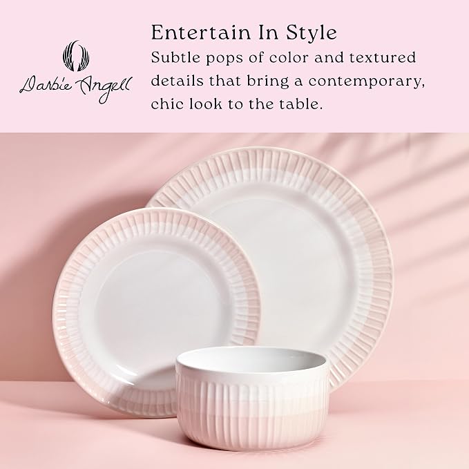 Rising Up 12 Piece Dinnerware Set, Service for 4, Blush