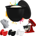 1PCS Silicone Bowl Liners with Lids,5Qt Tilt-Head Silicone Liners for Kitchenaid Stand Mixer,Odourless,Thicker, Cold/Heat-Resistant & Non-Stick, Easy Clean(Black)(with Oven mitts)