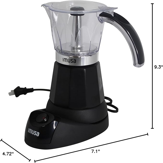 Imusa 6 or 3 Cup Electric Espresso Maker Black Coffee Machine for Cuban Coffee, Moka and Espresso Drinks (Pack of 2)