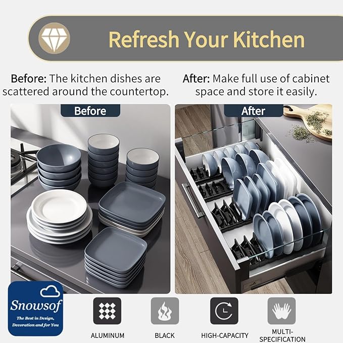 Dish Drying Rack, Stainless Steel Adjustable Bowl Plate Drainer, Pot Lid Holder, Cabinet Organizer for Cutting Boards, Cooling Racks, Pots & Pans (17.7 inch)