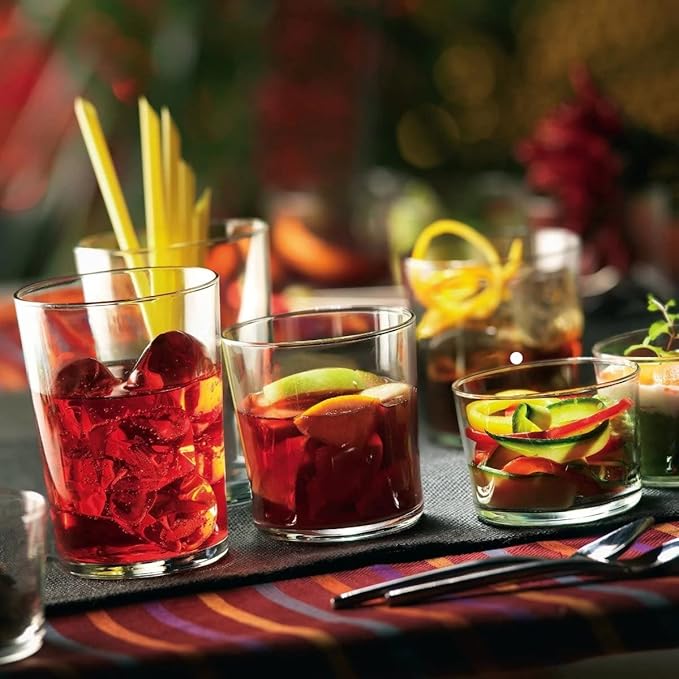 Bormioli Rocco Essential Decor Glassware – Set Of 12 Mini 7.5 Ounce Drinking Glasses For Water, Beverages ,Cocktails & Candle Holders – 7.5oz Clear Tempered Glass Tumblers
