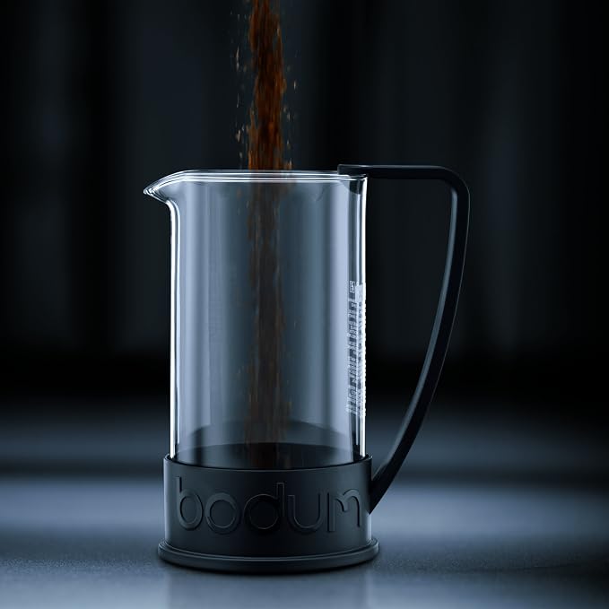 Bodum Bistro Burr Coffee Grinder, 1 EA, Black & Brazil French Press Coffee and Tea Maker, 34 oz, Black