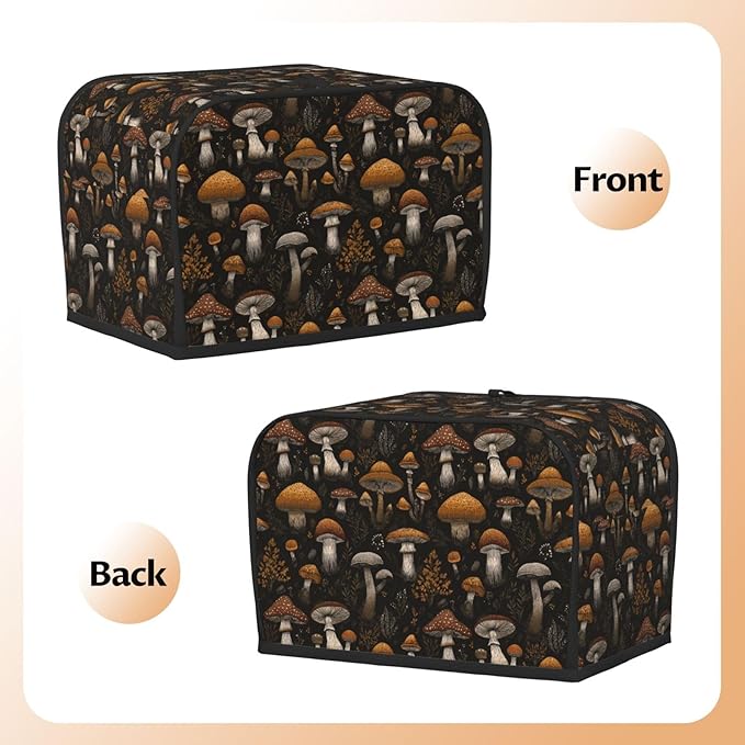 Toaster Cover 2 Slice Vintage Mushroom Leaf Kitchen Small Appliance Covers with Pockets Dust and Fingerprint Protection