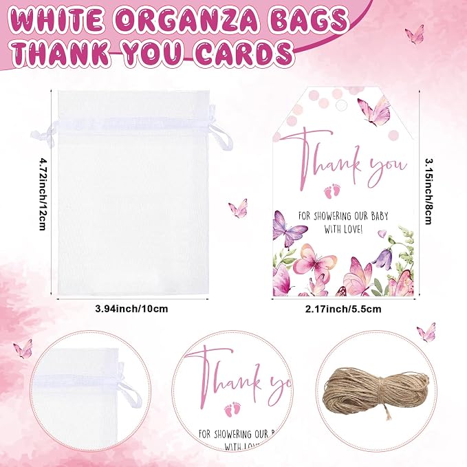 Pickmesh 25 Sets Butterfly Baby Shower Shot Glasses for Guests Include Acrylic a Little Butterfly Is on The Way Shot Glasses Purple Cards Organza Bags for Spring Summer Party Decorations