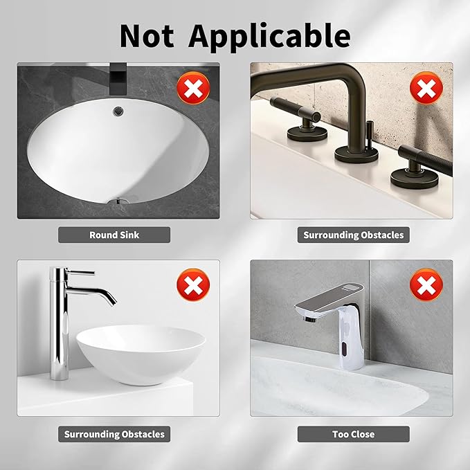 WAFT YEARN 14X5 Inch Silicone Durable Faucet Mat Kitchen Sink Splash Guard Draining Protector Tray Liner Absorbent Protective Counter Accessories For Sink Kitchen Bathroom Laundry Room Bar & RV Black