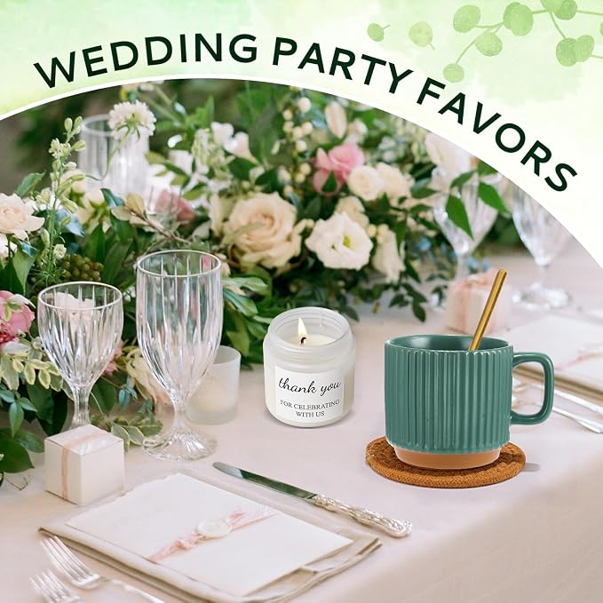 Baby Shower Prizes for Game Winners Baby Shower Games Prizes Ceramic Mugs with Metal Spoons Woven Coasters Notebooks Scented Candles Gift Bags Wedding Bridal Shower Favors for Guests (1, Green)