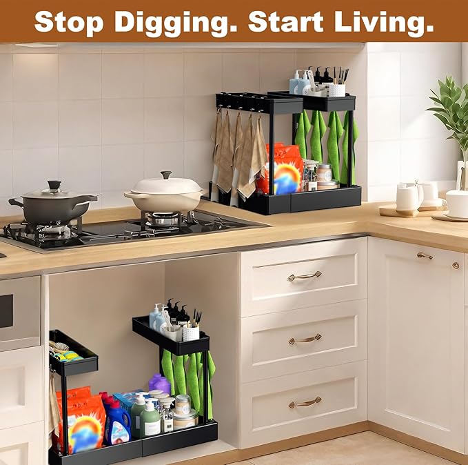 Expandable Under Sink Organizers + Dish Drying Rack