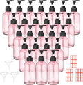 Tanlade 24 Pcs 8 oz Glass Pump Bottle Empty Bottle Glass Soap Dispenser with Pump Refillable Containers and Labels Funnels for Essential Oils Cleaning Products Lotions Conditioner(Pink)