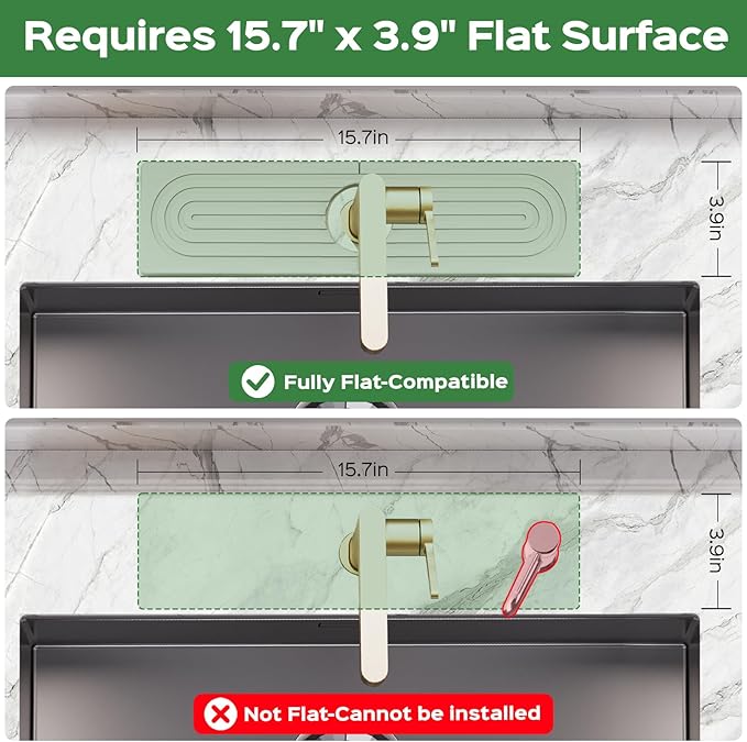 16 Inch Stone Faucet Mat for Kitchen Sink Splash Guard - Diatomite Quick Dry Stone Mat Kitchen Sink Protectors, Water-Absorbent Faucet Handle Drip Catcher Tray with Drainage (White, 15.7" x 3.9")