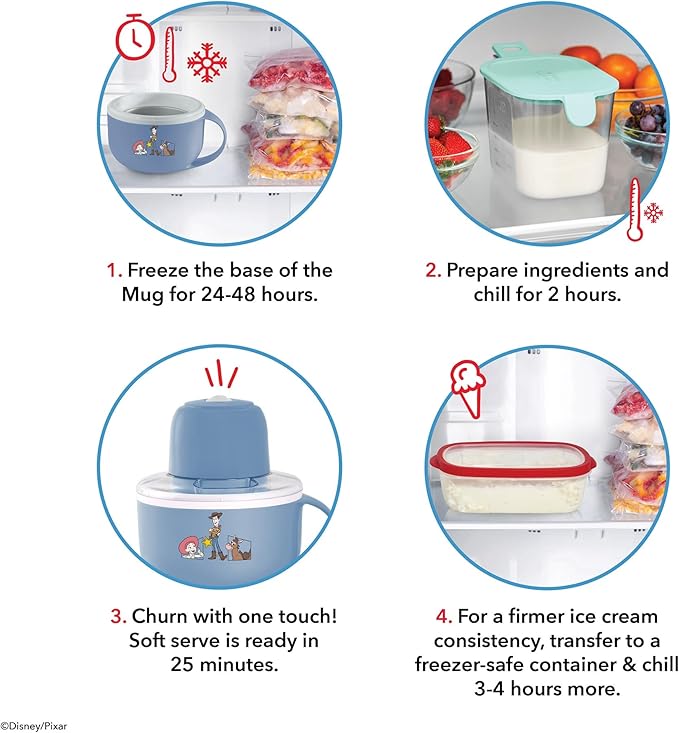 Disney | Dash Toy Story My Mug Ice Cream Maker — Electric Countertop Soft Serve Ice Cream Machine, Single Serve Half-Pint Toy Story Mug with Ingredient Chute & Recipe Guide