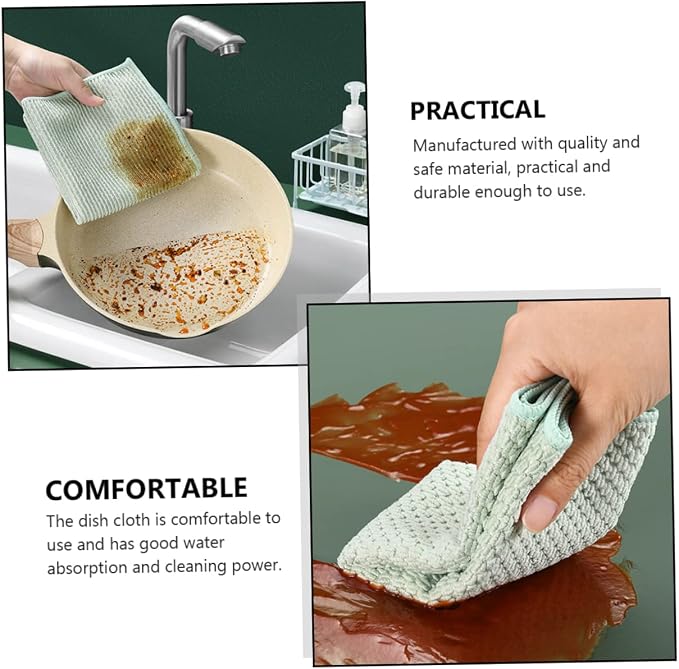 PartyKindom 150pcs Kitchen Dishcloths Highly Absorbent Practical Cleaning Cloths for Household Use and Material Green for Washing Dishes and Kitchen Cleaning