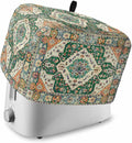 Green Orange Beige Boho Toaster Cover 2 Slice, Retro Ethnic Tribal Dustproof Bakeware Oven Protector with Top Hook, Abstract Art Waterproof Small Kitchen Appliance Toasters Dust Cover, 12"x7.5"x8"