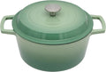 NNWsystems 4.2 Quart Cast Iron Dutch Oven with Lid - Enameled Non-Stick Interior, Oven Safe to 500°F, Multi-Stovetop Compatible - Pine Green