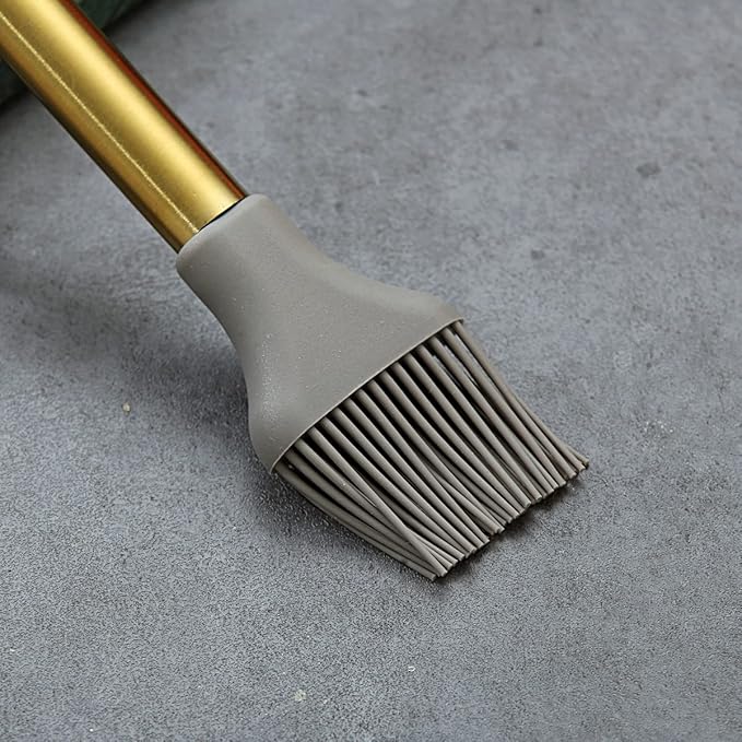 Gold Basting Brush, Berglander Non-stick Silicone Kitchen Brush For Cooking With Titanium Gold Plating Handle, Barbeque Brush, Pastry Brush, BBQ Brush, Dishwasher Safe, Easy to Clean
