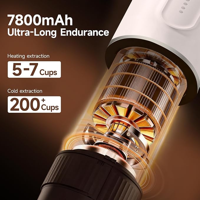 Portable Espresso Machine, 2-in-1 Travel Coffee Maker | 7800mAh battery, hot/cold brew with fast self-heat, for camping RV hiking office, compatible with ground coffee & NS capsules