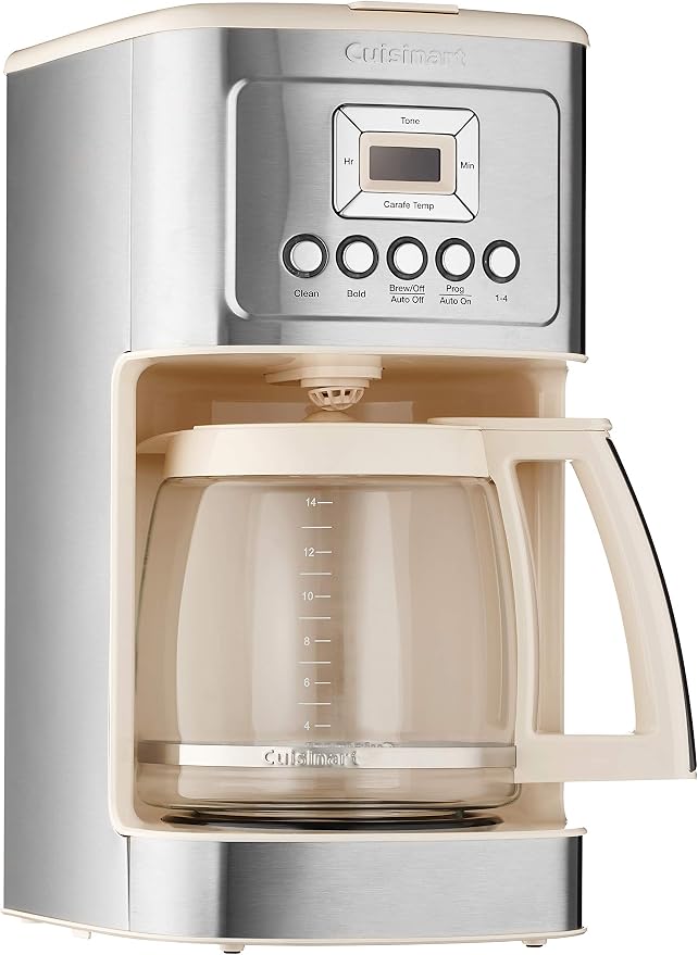Cuisinart Coffee Maker, 14-Cup Glass Carafe, Fully Automatic for Brew Strength Control & 1-4 Cup Setting, Stainless Steel, DCC-3200CRM, Cream