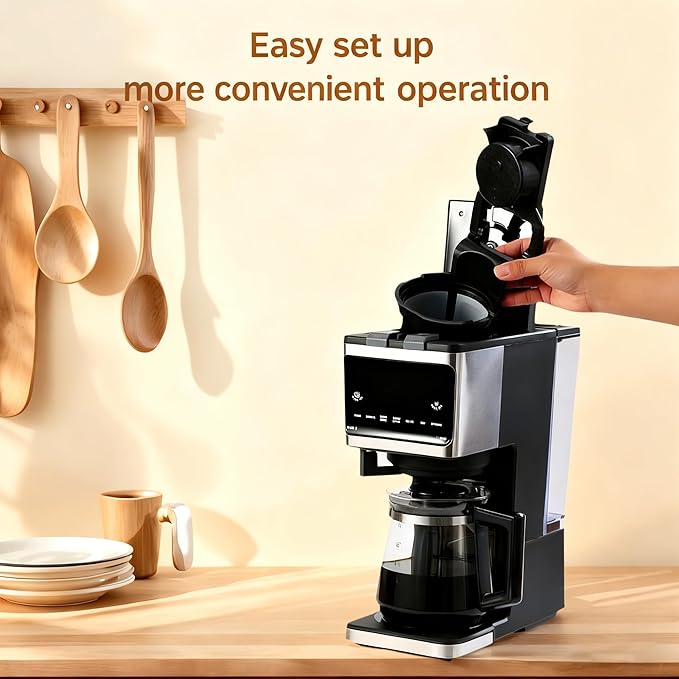 3 in 1 Single Serve Coffee Machine,12-Cup Programmable Coffee Machine,Compatible with Kcup Pods,Ground Coffee,Coffee Pods, Iced Tea, Iced Coffee Function,Black