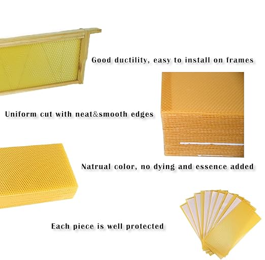 30pcs Beeswax Sheets, Bee Hive Foundation Sheets, Beehive Wax Foundation Sheets, Beeswax Honeycomb Sheets for Beekeeping Candle Making