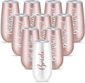 Amyhill Bridesmaid Wine Tumblers, Bride Champagne Flute Maid of Honor Bride Mugs, 6 oz Stainless Steel Bridesmaid Proposal Gifts for Engagement Wedding Bachelorette Party Supplies (Set of 10)