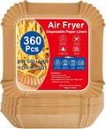 Boribim 9 Inch Air Fryer Paper Liners, 360 PCS Square Air Fryer Disposable Liners - AirFryer Accessories - Non-Stick and Oil Proof Air Fryer Parchment Paper Liners for 6-10QT Basket Oven Microwave