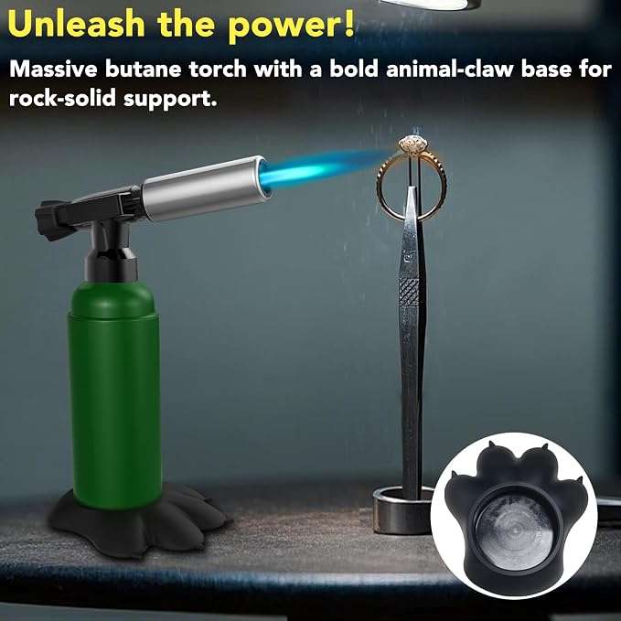 Sondiko Big Butane Torch Lighter, Soldering Torch with Monster Footprint Shaped Base, Adjustable Flame, Safety Lock, Butane Not Included