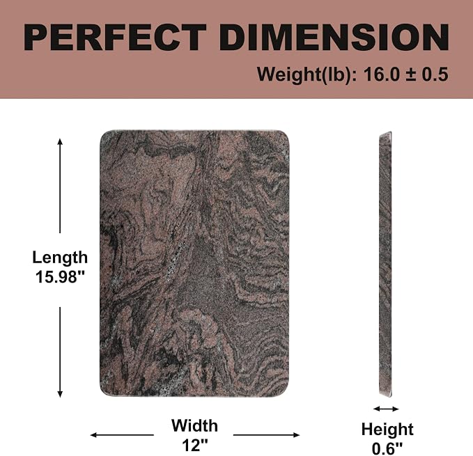 Koville Indian Natural Granite Cutting Board for Kitchen, 16x12inch Large Hand Crafted Stone Slab for Cheese, Charcuterie, Pastry Board - Wedding Gift, House Warming Gift
