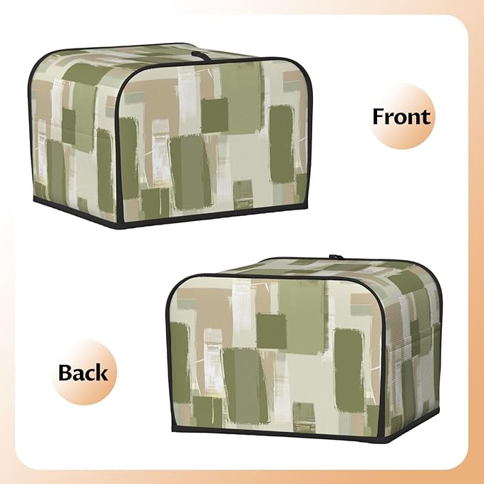 Toaster Cover 4 Slice Modern Art Geometric Sage Green Kitchen Small Appliance Covers with Pockets Dust and Fingerprint Protection