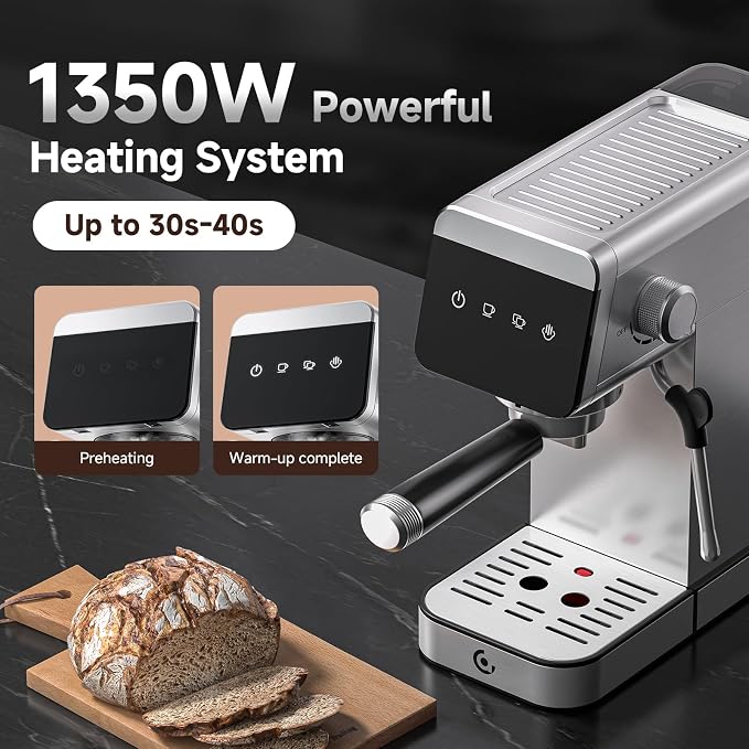 AMZCHEF Espresso Coffee Machine | 20 Bar Pressure System | LED Touch Screen | Compact Design Perfect for Home & Office | 40 oz Water Tank Visit the
