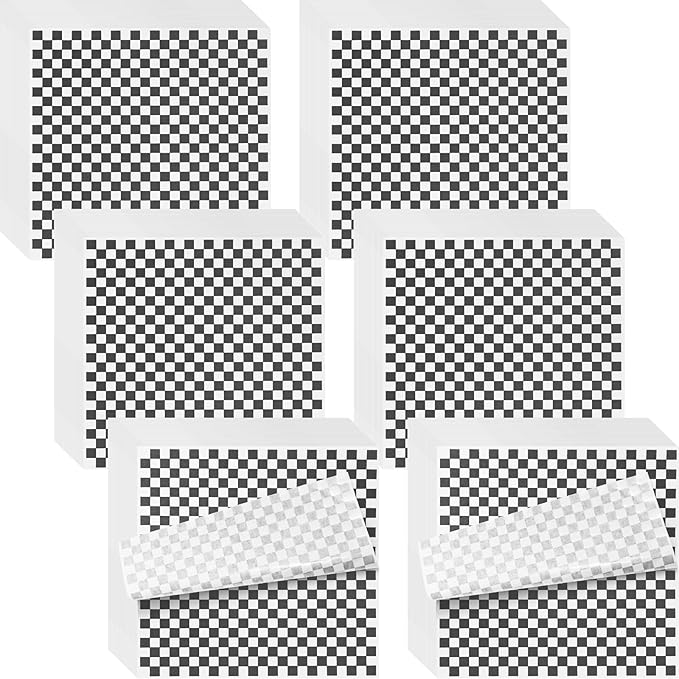 960 Pieces Deli Wax Paper Sheets 12 x 12 inches Checkered Sandwich Wrapping Paper Food Basket Liners for Food Serving, Party, Festival and Outdoors, Black