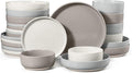 HaWare 24-Piece Plates and Bowls Set for 6, Stoneware Dinnerware Sets with Pasta Bowl, Dishes Set for Home Restaurant, Speckled Multicolor