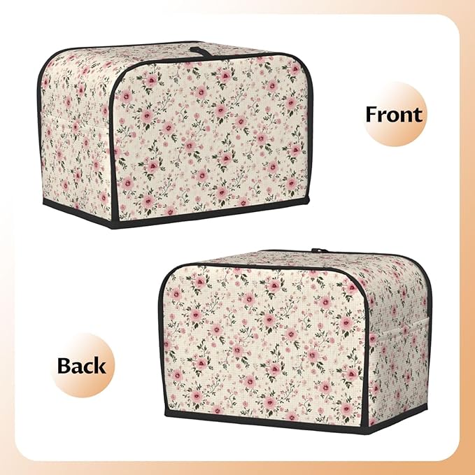 Toaster Cover 2 Slice Flower Botanical Vintage Country Kitchen Small Appliance Covers with Pockets Dust and Fingerprint Protection