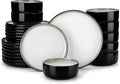 vancasso PLAYA Plates and Bowls Sets, 24 Pieces Beige Dinnerware Sets for Kitchen, Reactive Glaze Dishes Set for 8, Dishwasher and Microwave Safe