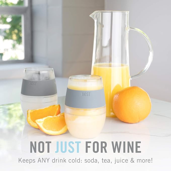 Host Freeze Plastic Wine Glasses for Red and White Wines, Gifts for Mom, Gifts for Women, Double Wall Insulated Wine Cooling Cups, Freezable Drink Chilling Tumblers, 8.5 oz, Set of 4, Assorted Colors