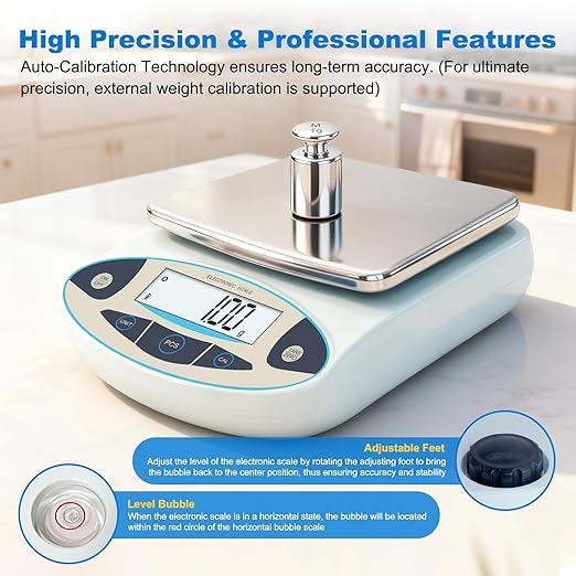 Lab Scale 5000g x 0.01g, High Precision Digital Analytical Balance, 0.01g Accuracy Electronic Scale with Backlit LCD, for Laboratory, Kitchen, Jewelry, Scientific Research