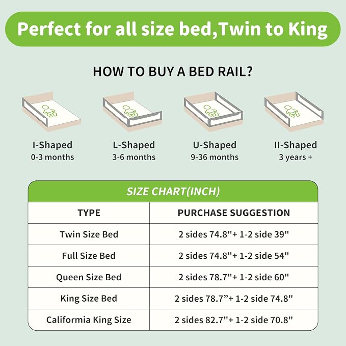 1-Piece Adjustable Height Baby Bed Rail, Kids Safety Guard Rails for Twin Full Queen King Size (1 Side:78.7")