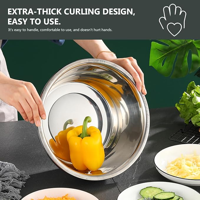 DECHOUS 2Pcs Multipurpose Stainless Steel Grater Bowl Small Basin Basket Grater Basin Bowl Set for Kitchen Rinsing Draining Mixing, 10 Inch