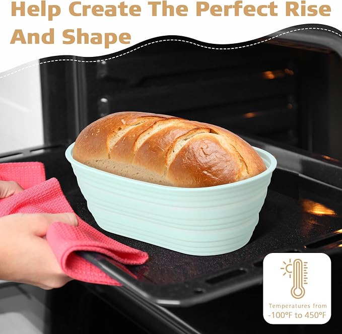 Honeydak 4 Pcs Silicone Bread Proofing Baskets Oval Banneton Basket 10" Collapsible Sourdough Bread Baking Supplies Non-stick Dough Proofing Bowls Container Oven Safe for Breads Making (Vibrant Color)
