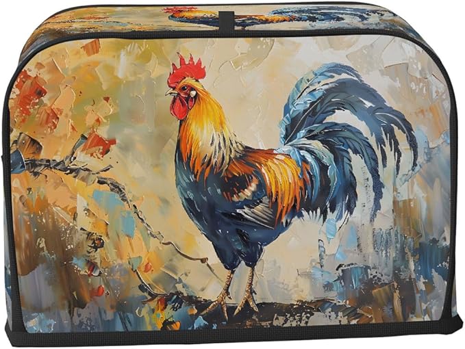 Animals Rooster Retro Vintage 2 Slice Toaster Cover Dust And Fingerprint Bread Maker Cover Bakeware Protector Washable Appliance Covers Kitchen Accessories For Home Kitchen Women Gift
