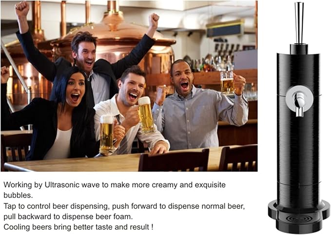 Draft Pour Beer Dispenser,Canned Beer Draft System,Mini Kegerator,Beer Foam Maker,Beer Can Tap,Converts Any Can Into Draft for Family, Bars,Gifts for Men,Black
