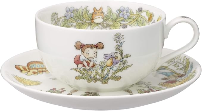 Noritake T97285A/4660-2 Milk Tea Cup & Saucer, 11.8 fl oz (325 cc), My Neighbor Totoro, Dandelion, Microwave Safe, 1 Guest, Bone China