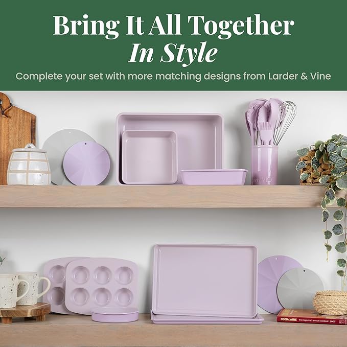 Larder & Vine Silicone Trivets for Hot Pots and Pans | Set of 4 Round Hot Pads for Kitchen | 7” & 9” Trivets for Hot Dishes | Heat-Resistant Silicone Mats for Kitchen Counter | Lavender/French Gray