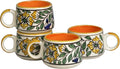 Servo Best Handmade Cermaic Tea Cup Set of 4-5 Oz Small Cups for Espresso, Cappuccino, Tea, Chai – Dishwasher & Microwave Safe – Gift Set for Coffee Lovers, Kitchen, Home, Office - Green Art