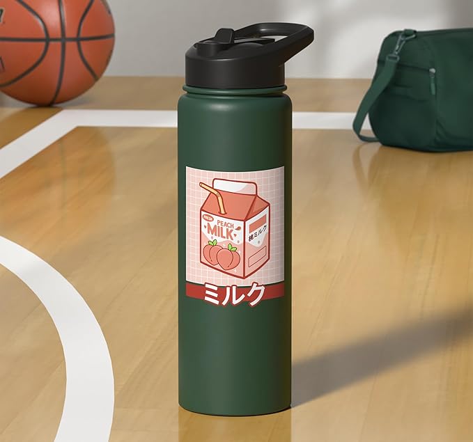 Cute Funny 90s Japanese Kawaii Aesthetic Peach Milk Stainless Steel Insulated Water Bottle