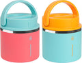 ThermoFlask 20 oz Double Wall Insulated Food Jar, 2-Pack, Sugar Coral + Maui Blue/Maui Blue + Sunrise