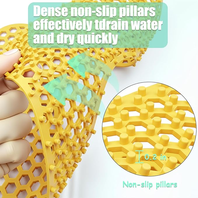 Silicone Sink Protectors for Kitchen - Non-Slip Heat Resistant Grid Mat for Farmhouse Porcelain Stainless Steel, Protects & Cushions Your Sink(Yellow 1PCS, 12.4"x10.4" Center Drain)