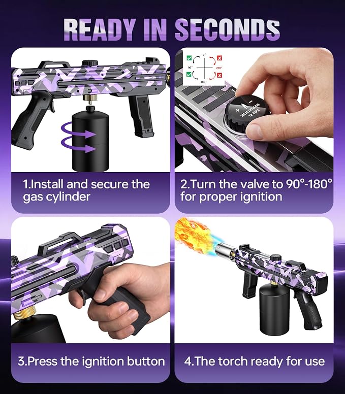Powerful Propane Torch Gun, Kitchen cooking Torch lighter with Adjustable Flame, Flame Thrower Gun Butane Torch for Searing Steak, BBQ, Campfire, Fireplace (Tank Not Included)(Graffiti)