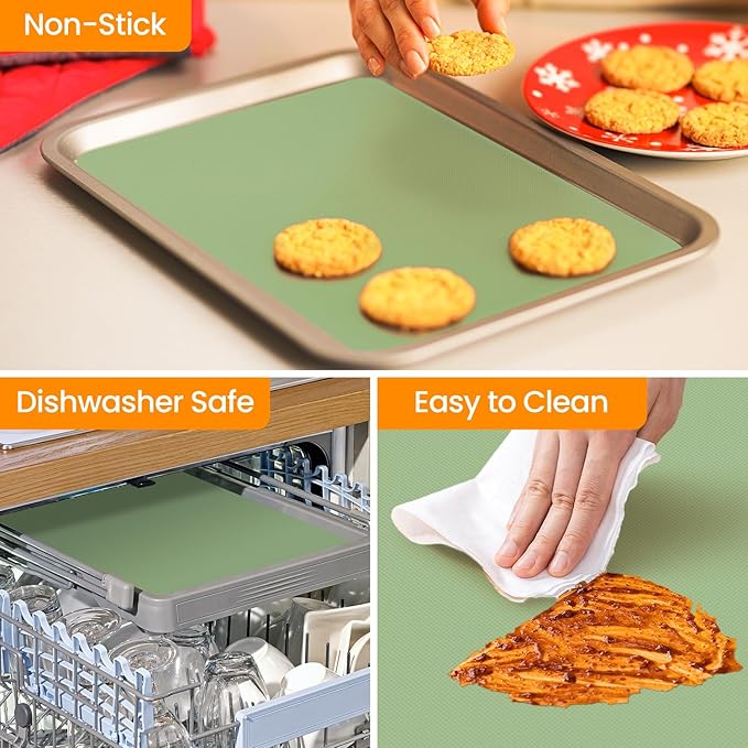 Silicone Baking Mat Roll, Non Stick Silicone Mat for Baking, Heat Resistant Baking Macaron Bread Mat, Reusable Dough Rolling Mat, Non Slip Countertop Protector Mat, Counter Mat, Oven Mat