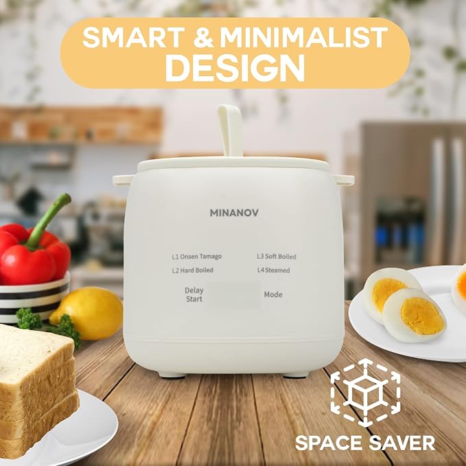Egg Maker - Electric Egg Cooker with Auto Shut Off and Alarm- Egg Maker Machine for Hard Boiled, Soft Boiled, Steamed Eggs, Onsen Tamago - Smart Egg Cooker for Home,Kitchen, RV,Camping