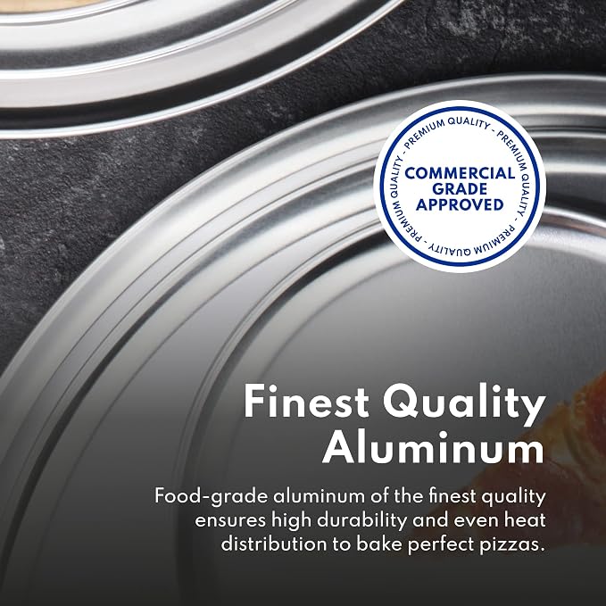 New Star Foodservice 51063 Restaurant-Grade Aluminum Pizza Pan, Baking Tray, Coupe Style, 20-Inch, Pack of 6