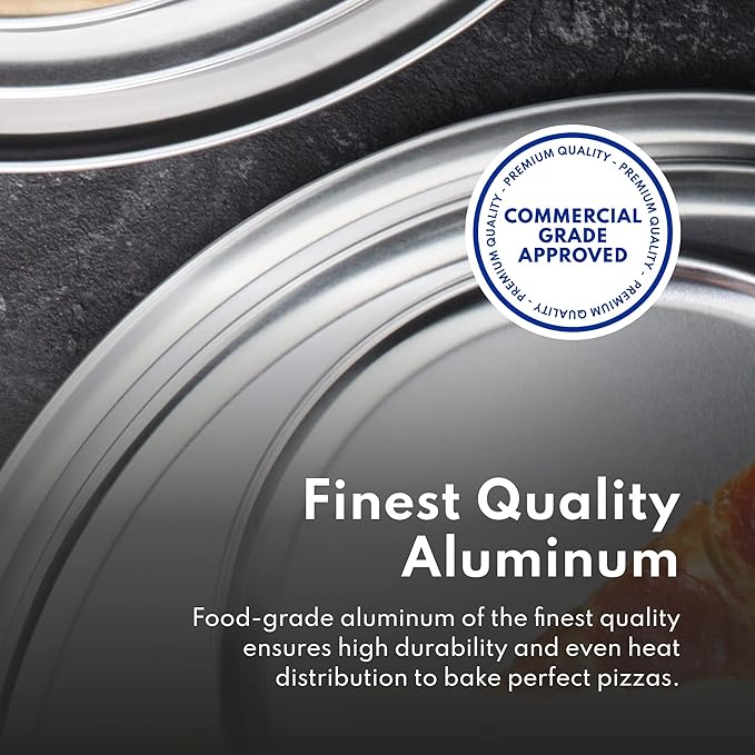 New Star Foodservice 51025 Restaurant-Grade Aluminum Pizza Pan, Baking Tray, Coupe Style, 12-Inch, Pack of 6